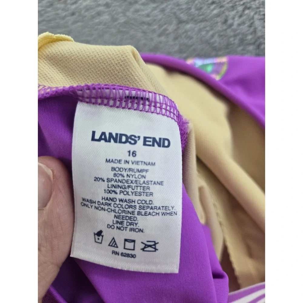 Lands End Tankini Swimsuit Top Girls Size 16 Bottom Size 14+